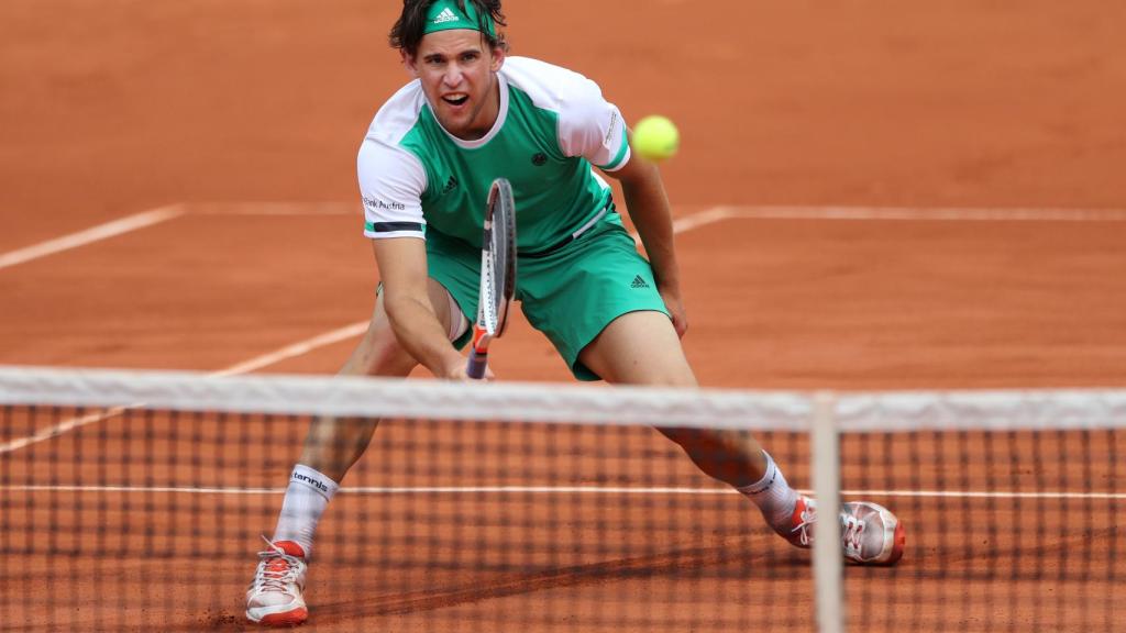 Thiem, durante el partido contra Djokovic.