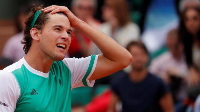 Thiem, celebrando su victoria ante Djokovic.