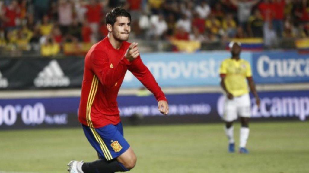 Morata celebra su gol con la Selección. Foto. sefutbol.com