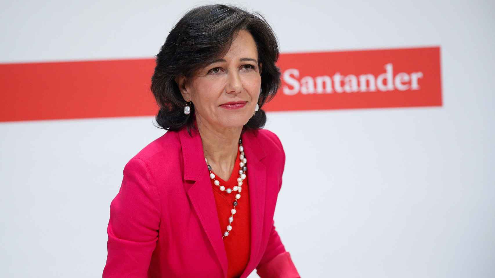 La presidenta de Santander, Ana Botín, durante la comparecencia de hoy.