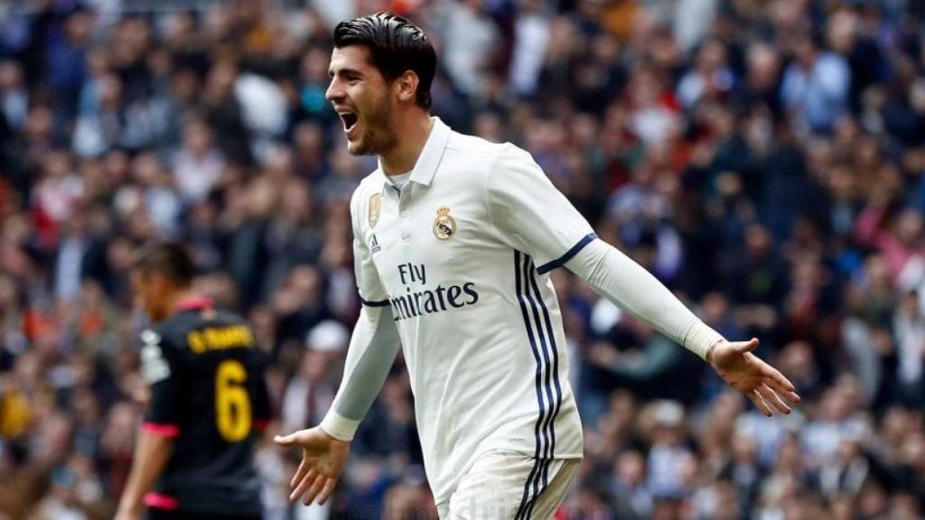 Morata celebra su gol frente al Espanyol