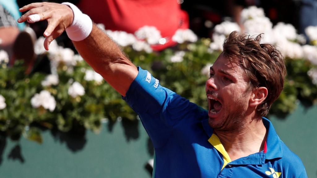 Wawrinka, celebrando un punto ante Murray.