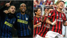 El Inter y el Milan celebrando goles