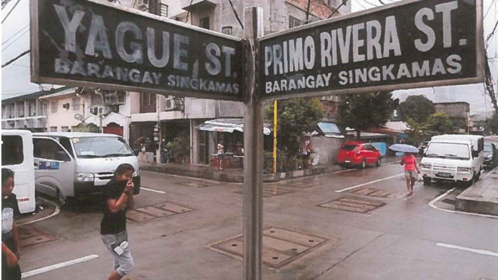 El cruce de las calles Primo de Rivera y general Yagüe en Filipinas.