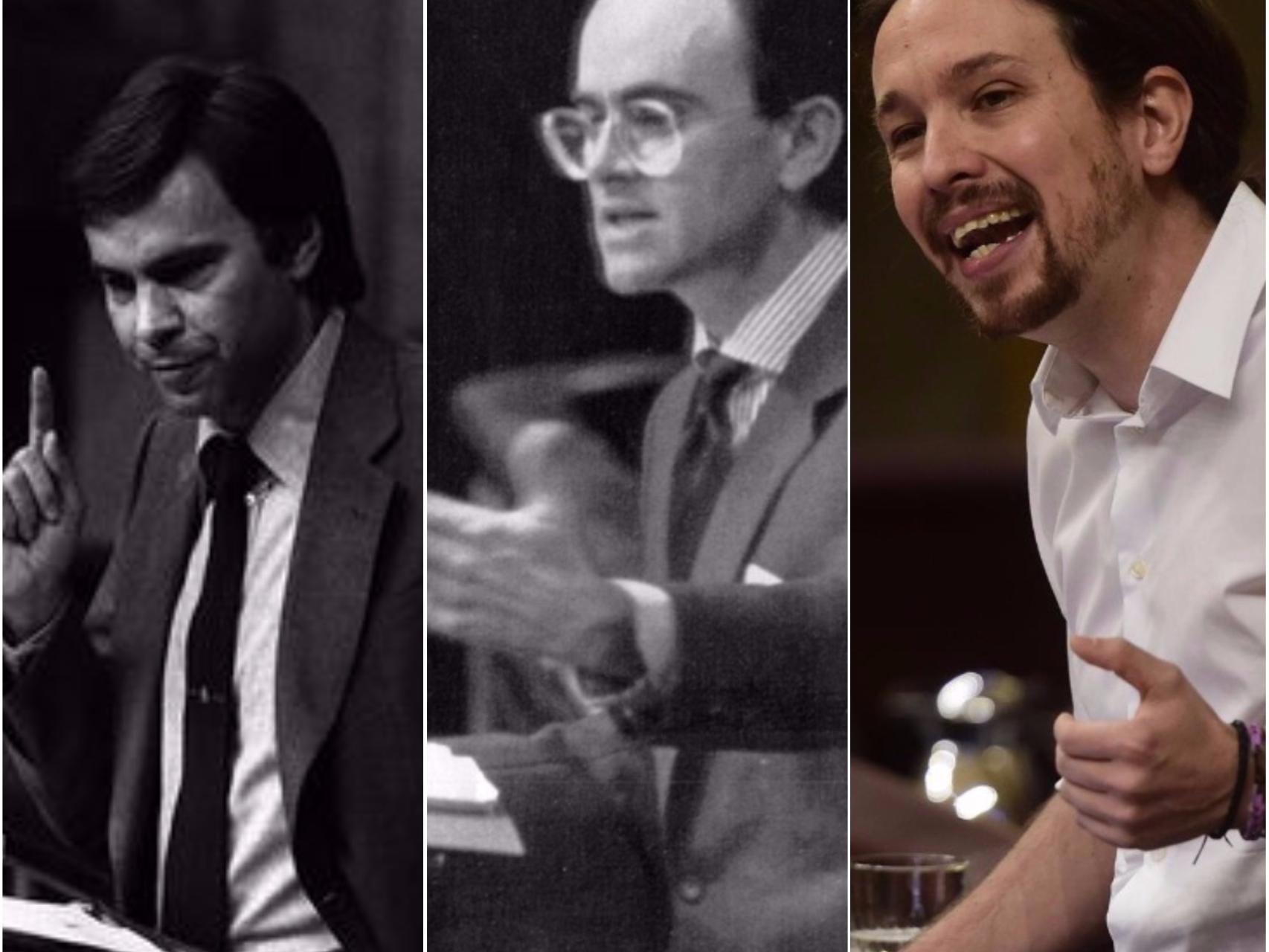 Felipe González, Antonio Hernández Mancha y Pablo Iglesias.