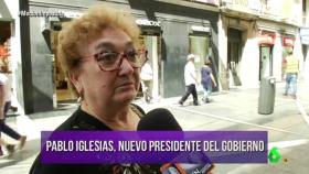 El enfado de una señora al creer que Pablo Iglesias es el nuevo presidente