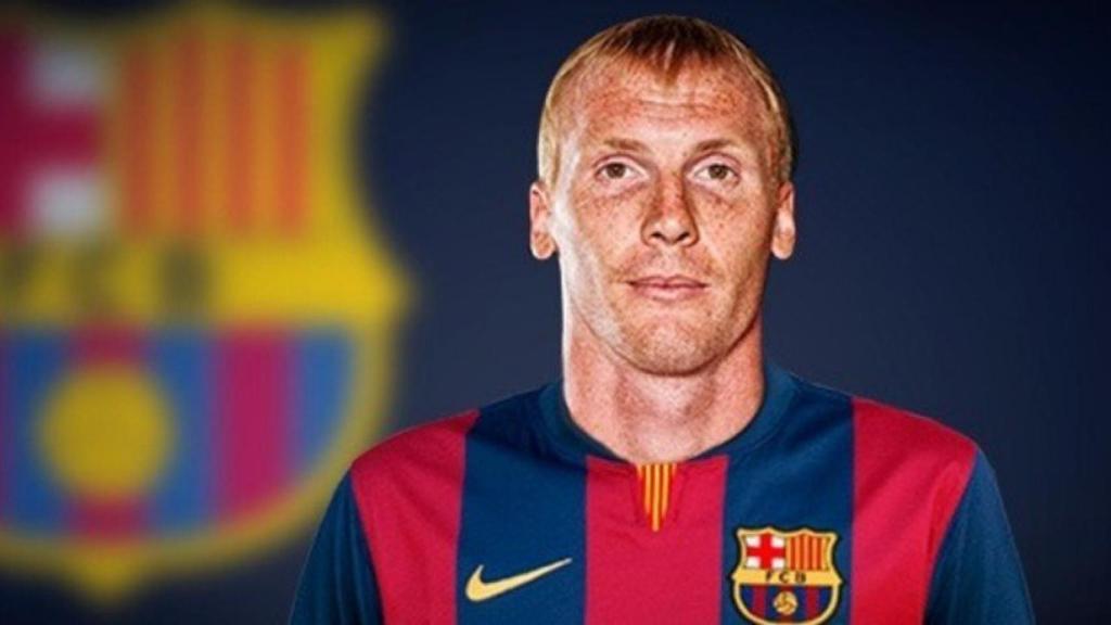 Mathieu con el Barcelona.