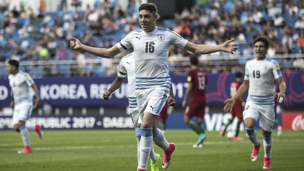 Valverde celebra un gol con Uruguay. Foto: fifa.com