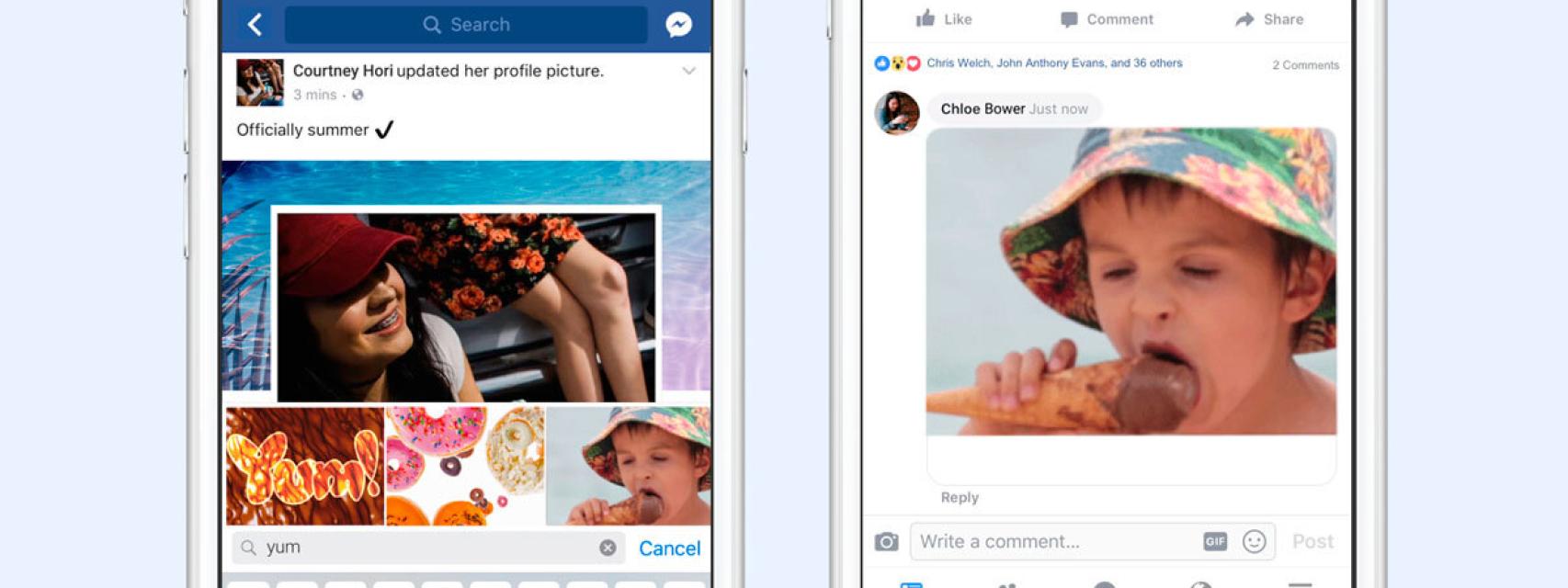 Ya puedes responder en Facebook con tus GIFs favoritos