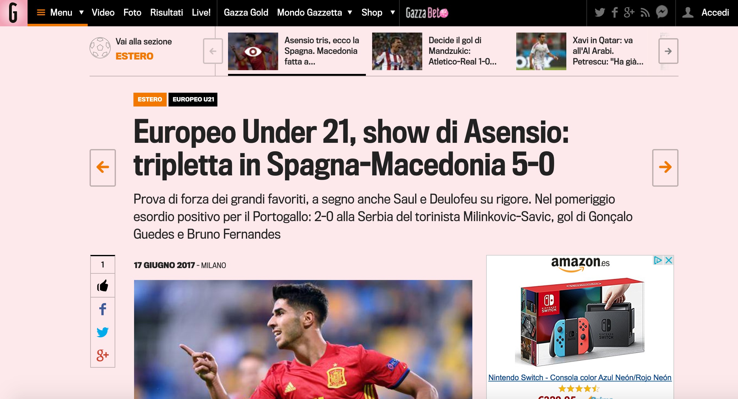 La Gazzetta dello sport habla de Asensio.