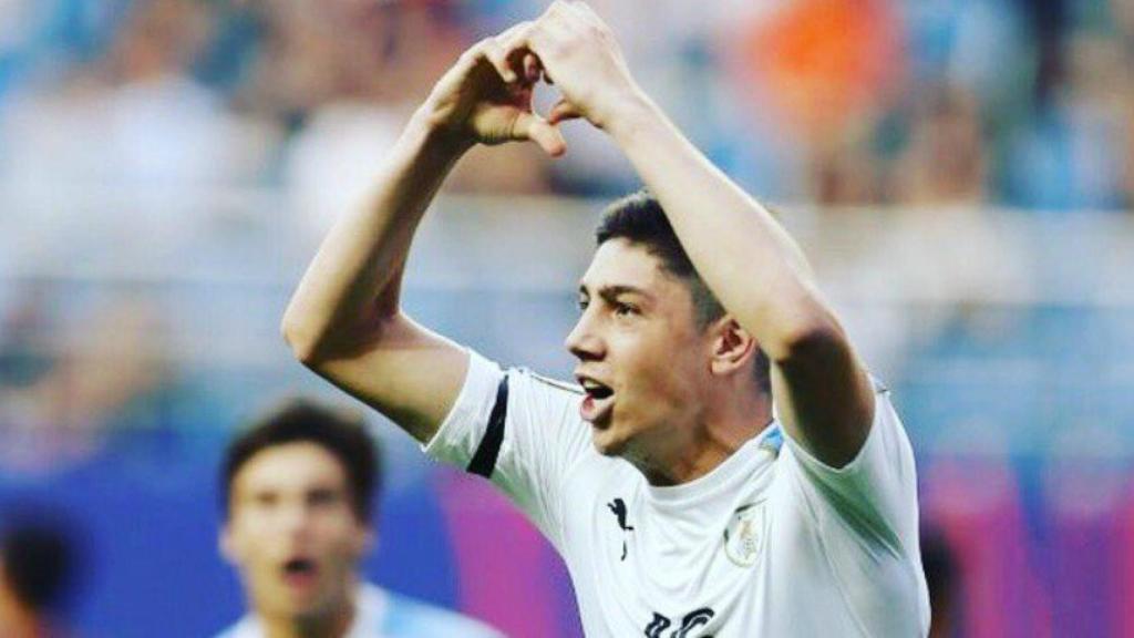 Fede Valverde celebra un gol con Uruguay Sub20   Foto: Twitter (@fedeevalverde)