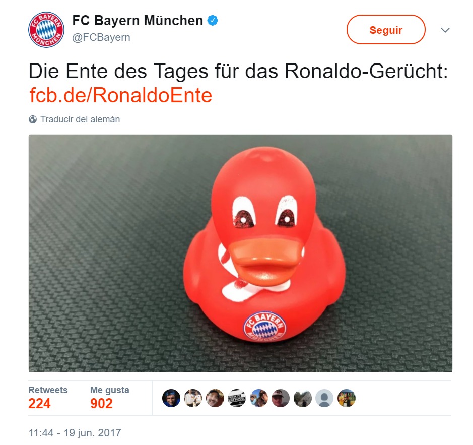 El Bayern se vuelve viral con este tuit sobre Cristiano