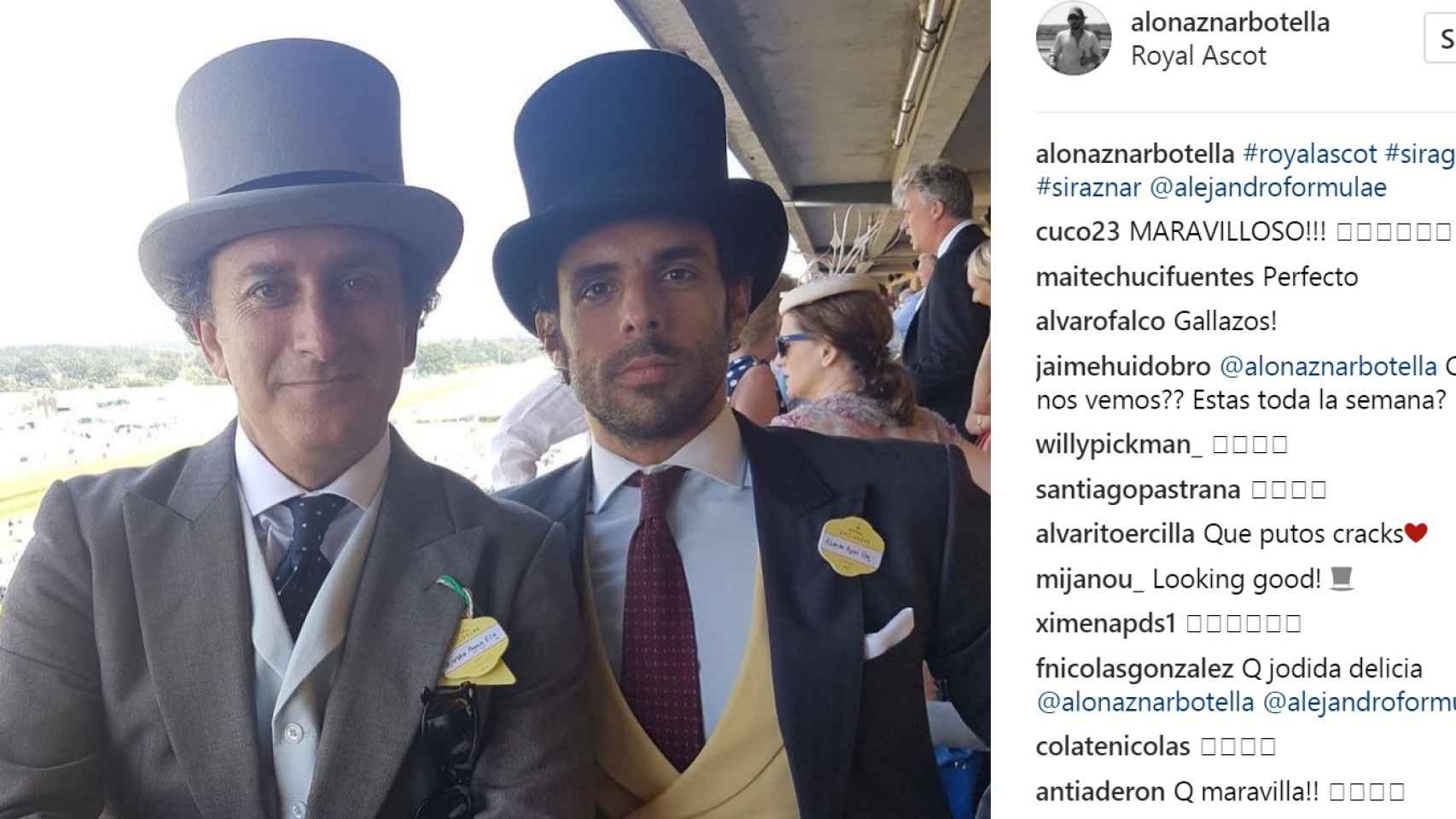 Publicación de Alonso Aznar en su Instagram.