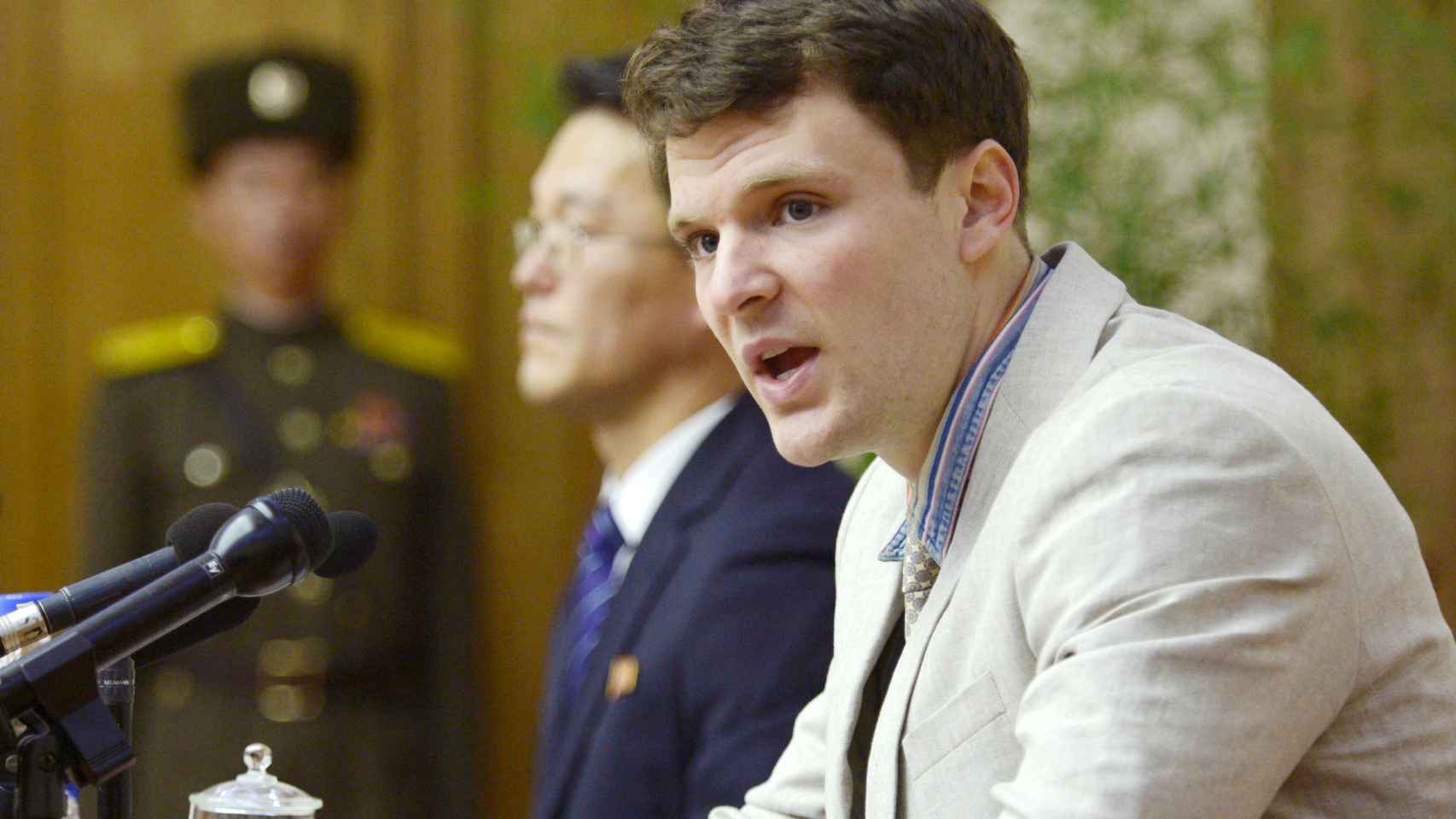 Otto Warmbier, en el momento de su detención en Pyongyang.