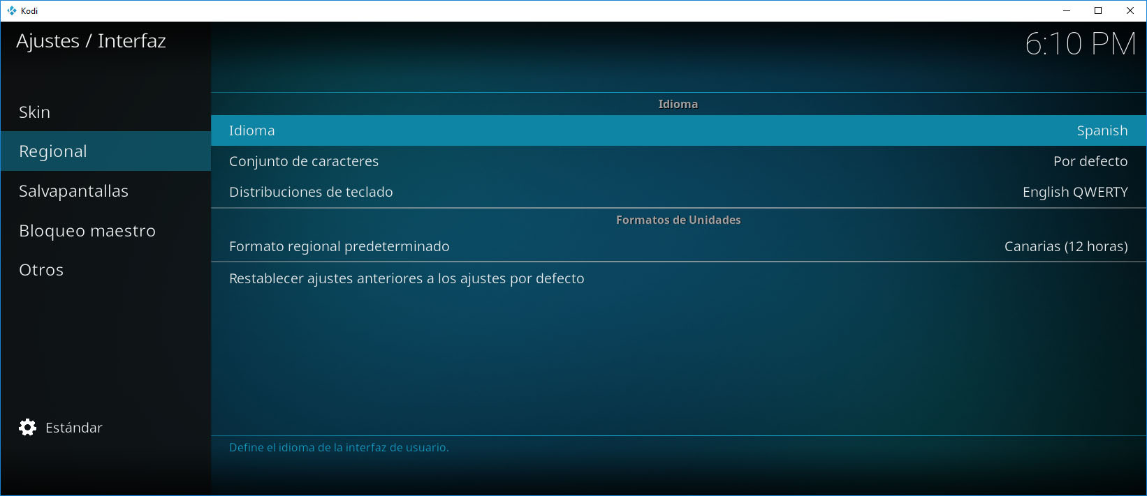 cambiar idioma en kodi