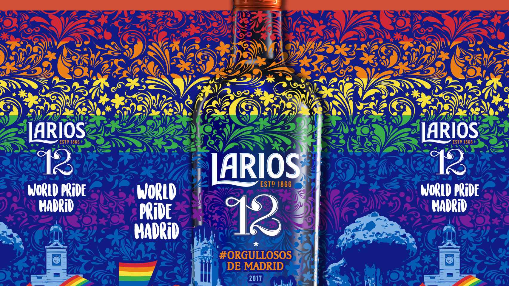 La divertida botella de Larios 12 para el Orgullo LGTB.