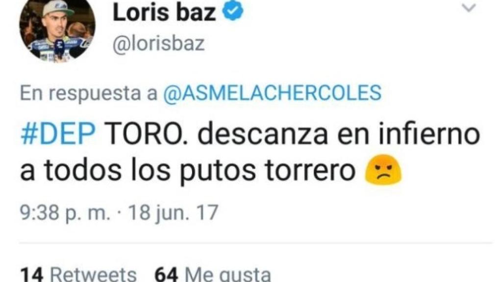 Tuit de Loris Baz tras la muerte de Iván Fandiño.