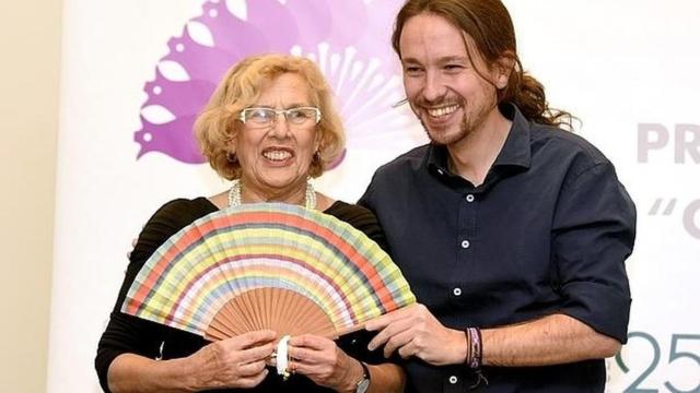 Manuela Carmena y Pablo Iglesias.