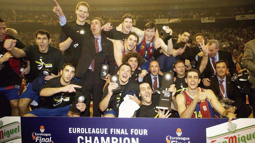 El Barça campeón de la Euroliga en 2003.