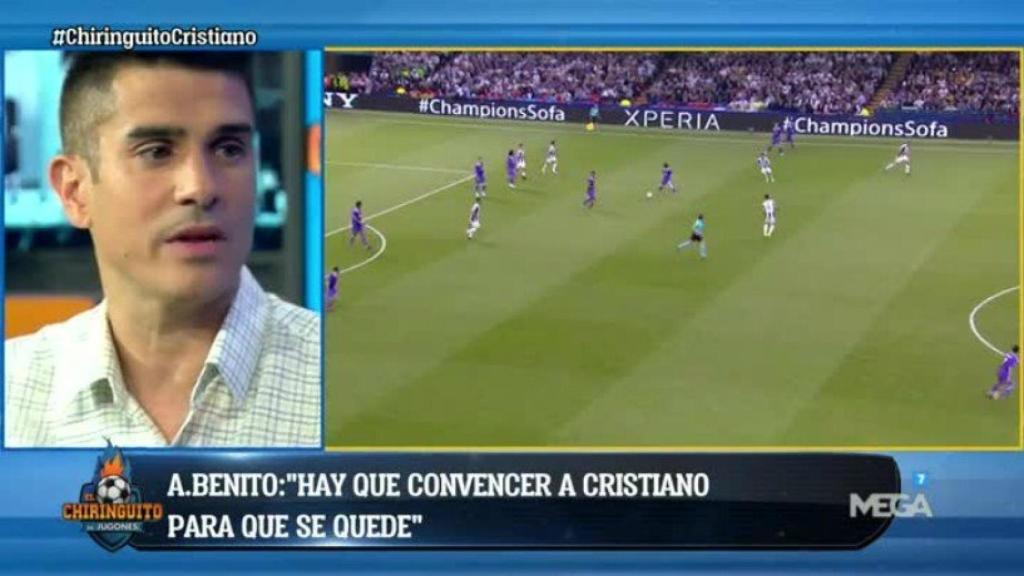 Álvaro Benito, en El Chiringuito. Foto. Twitter (@elchiringuitotv)