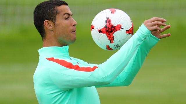 Cristiano Ronaldo, durante un entrenamiento con Portugal.