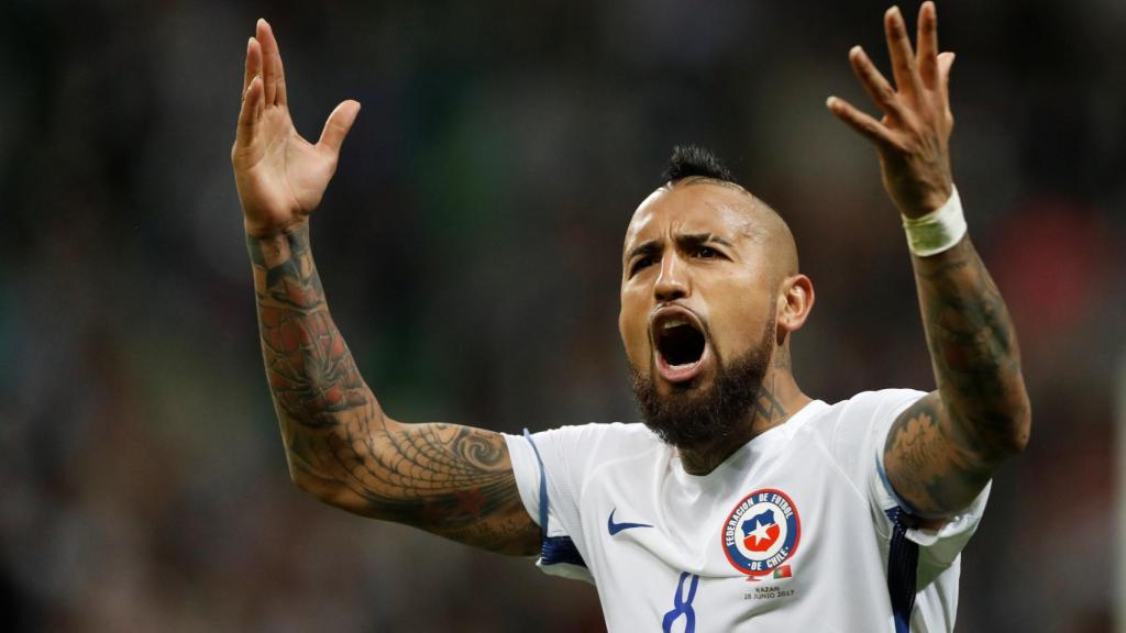 Arturo Vidal celebra su acierto en la tanda de penaltis.