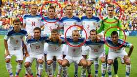 Los futbolistas rusos señalados durante el Mundial de Brasil 2014.