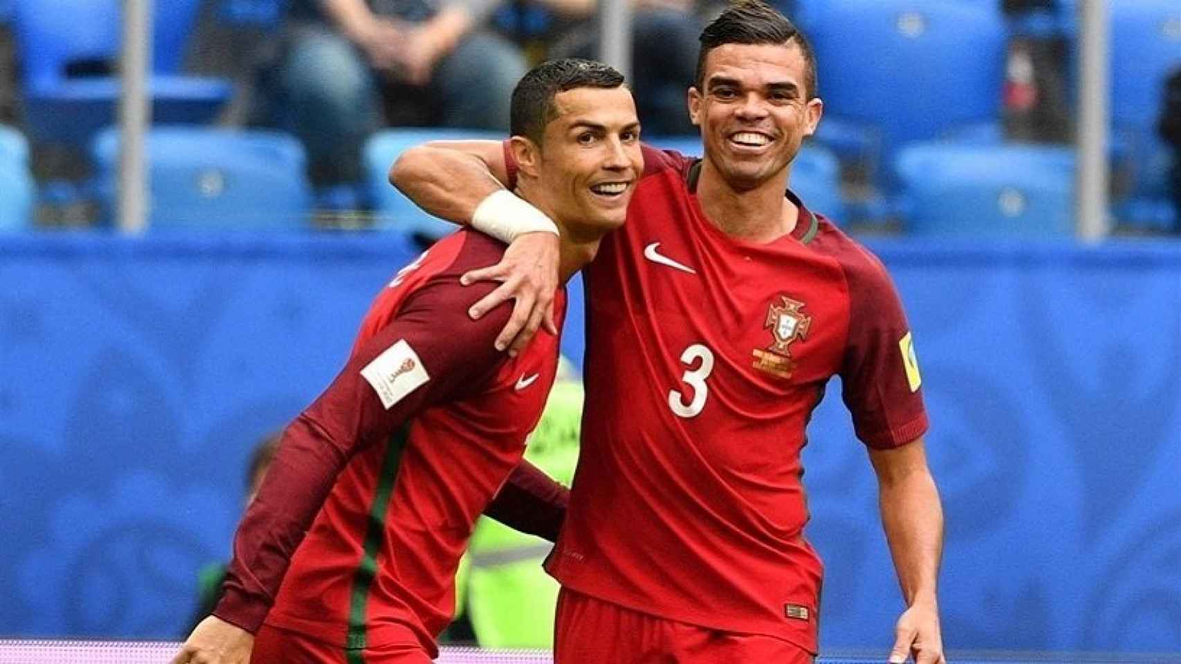 Cristiano celebra su gol con Pepe. Foto: uefa.com