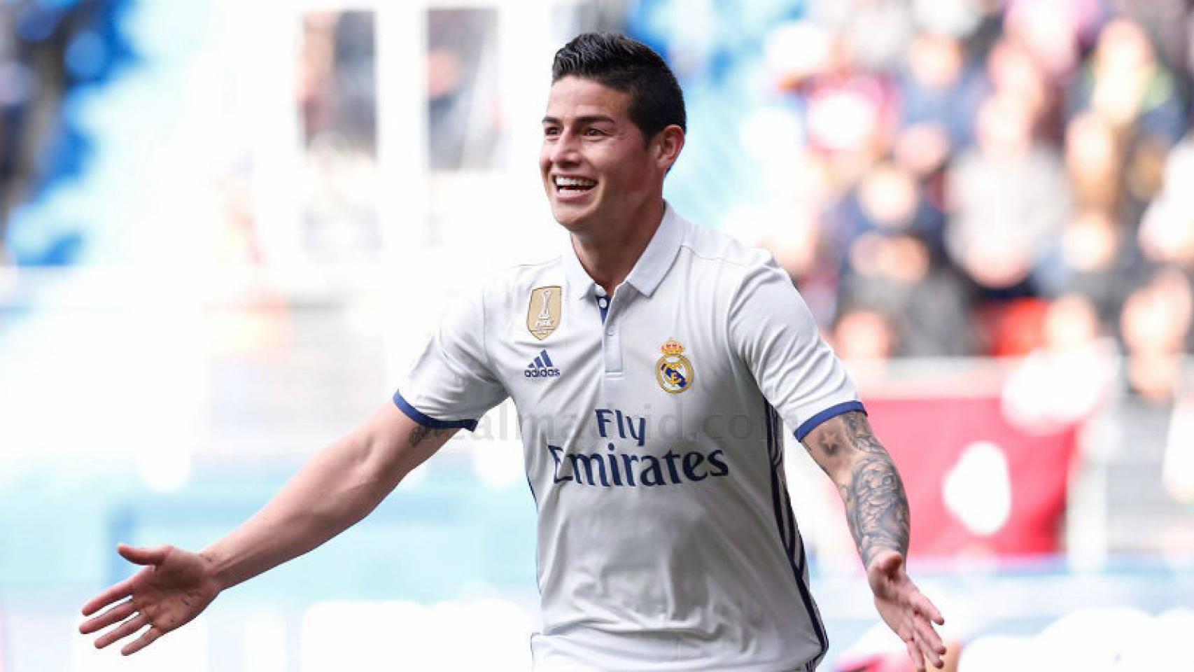 James celebrando su gol ante el Eibar