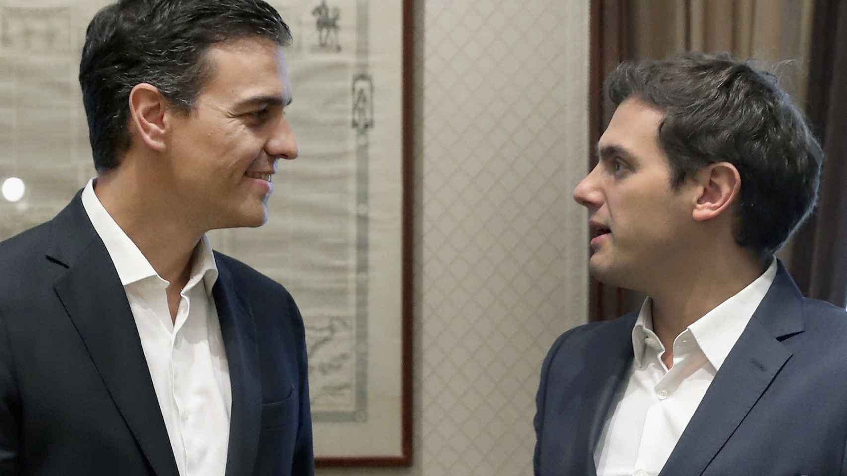 Pedro Sánchez y Albert Rivera, este miércoles en el Congreso de los Diputados.