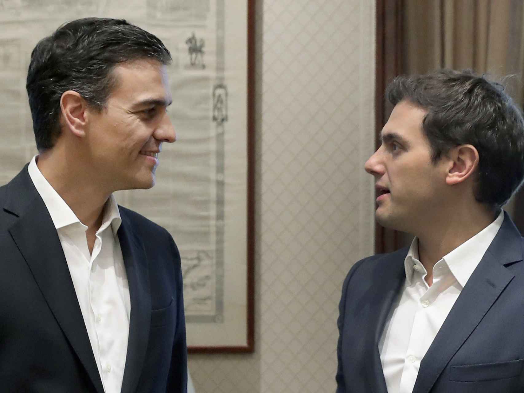 Pedro Sánchez y Albert Rivera, este miércoles en el Congreso de los Diputados.