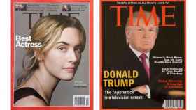 La portada real a la izquierda y la que cuelga en los clubs de la Trump