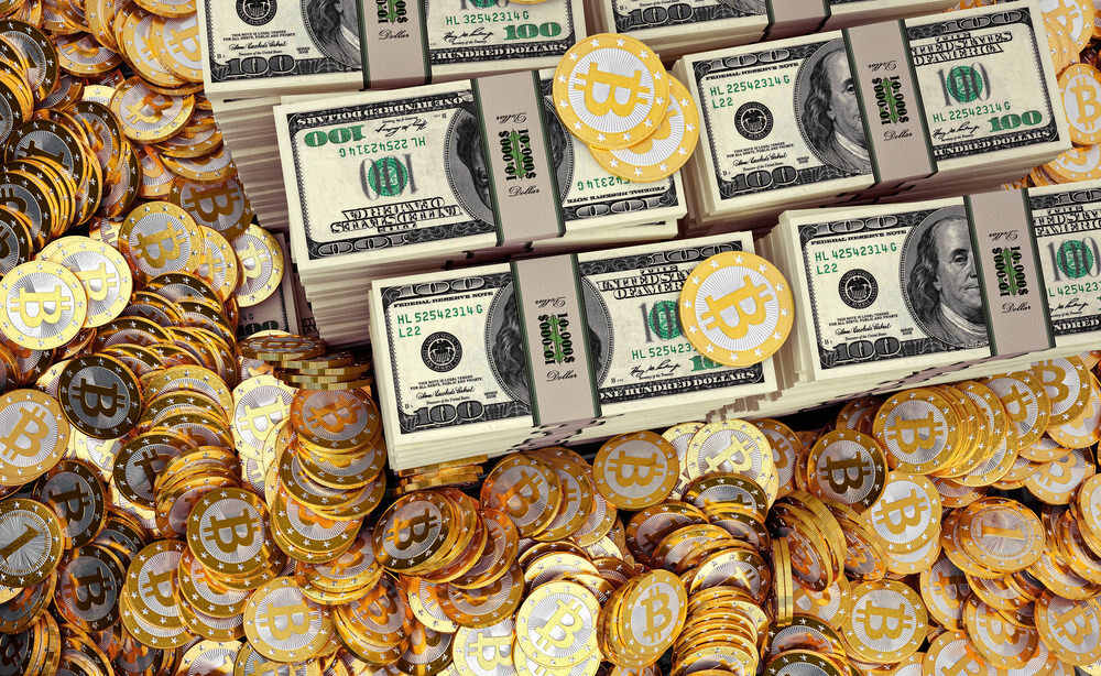 bitcoin-criptomoneda billetes dolares