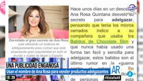 Ana Rosa denuncia que usan su imagen para unos batidos adelgazantes