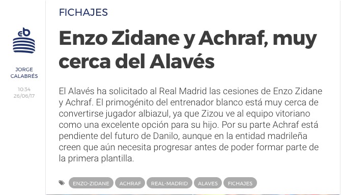 Achraf, el próximo en seguir los pasos de Enzo Zidane