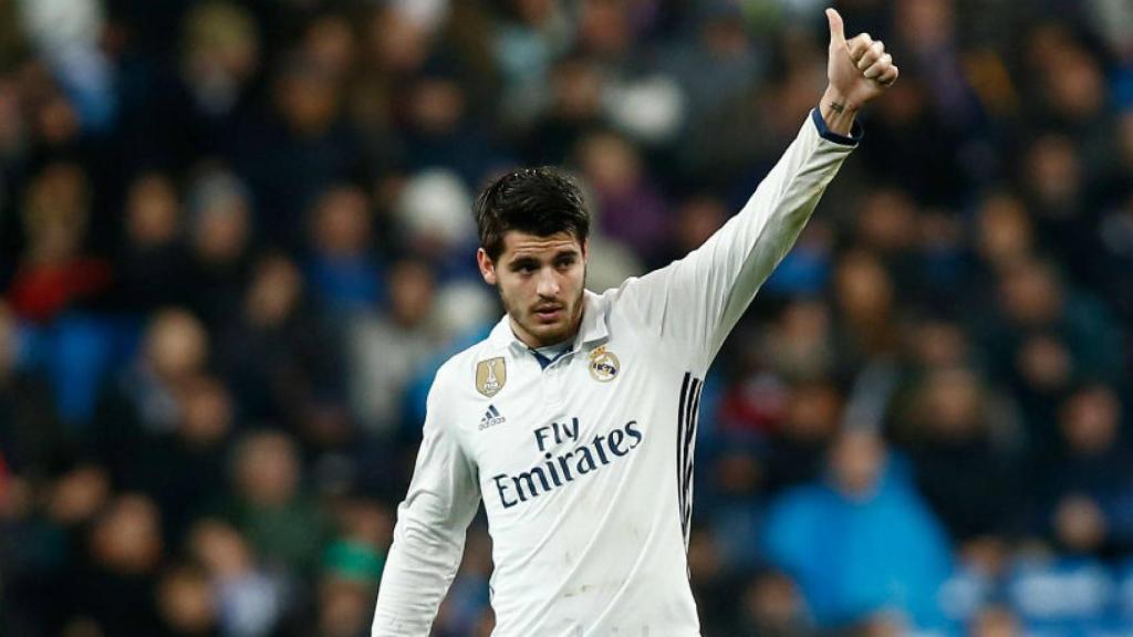 Morata celebra su gol ante la Real Sociedad