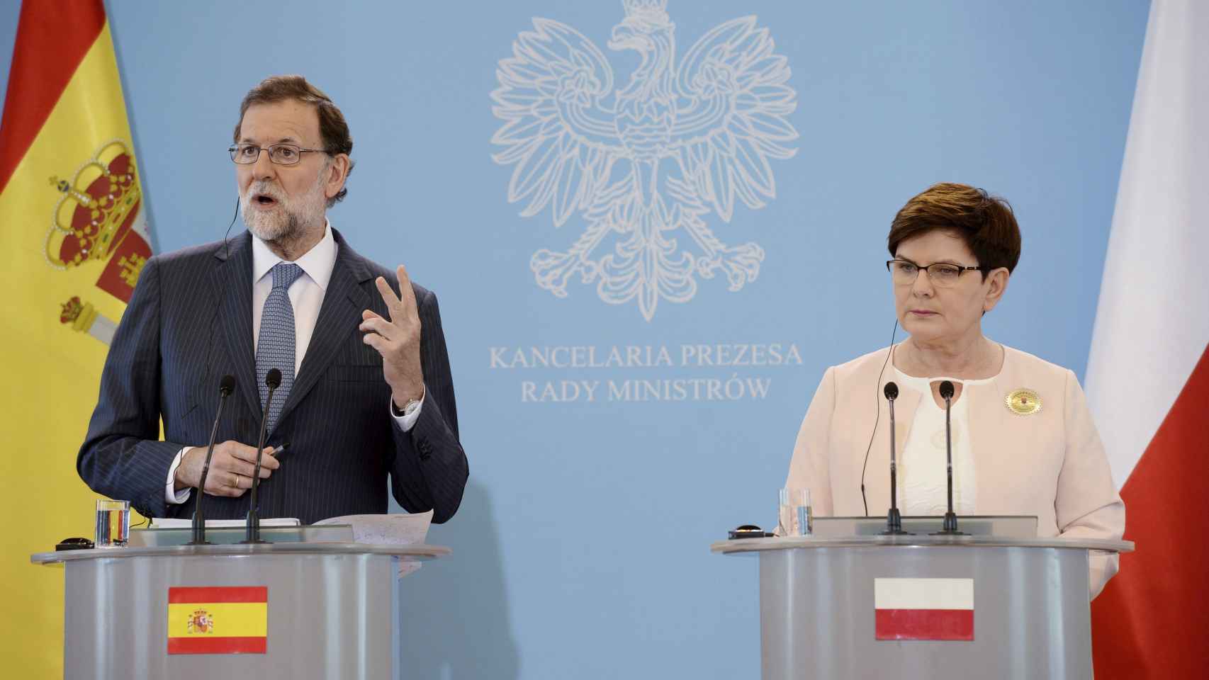 Rajoy, junto a la primera ministra polaca, Beata Szydlo.