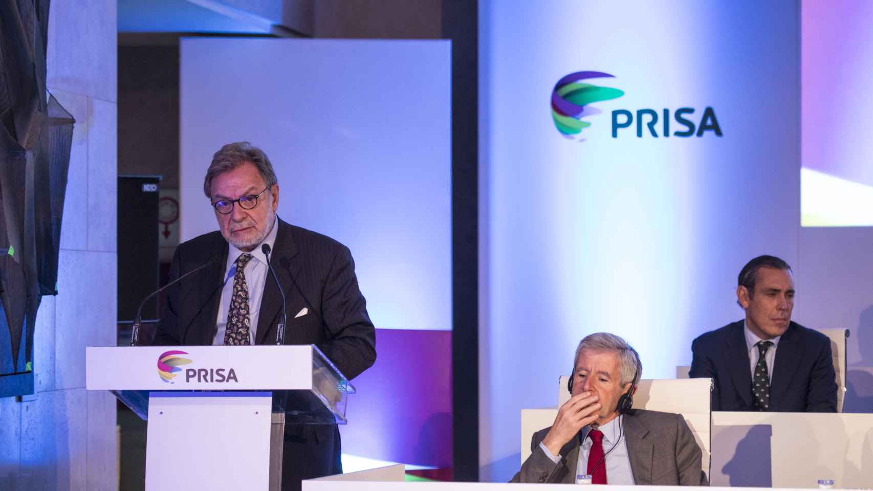 Juan Luis Cebrián, durante la junta de accionistas de Prisa de 2017.