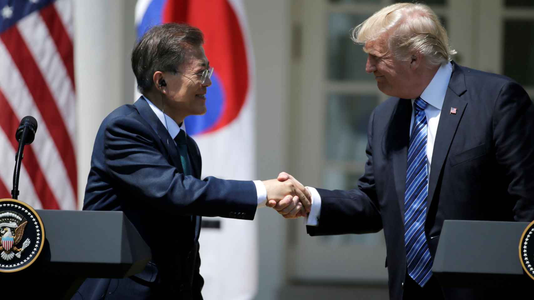 Trump con su homólogo de Corea del Sur en la Casa Blanca