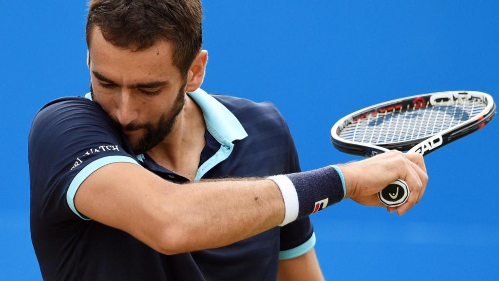 Cilic, durante la final de Queen's ante López.