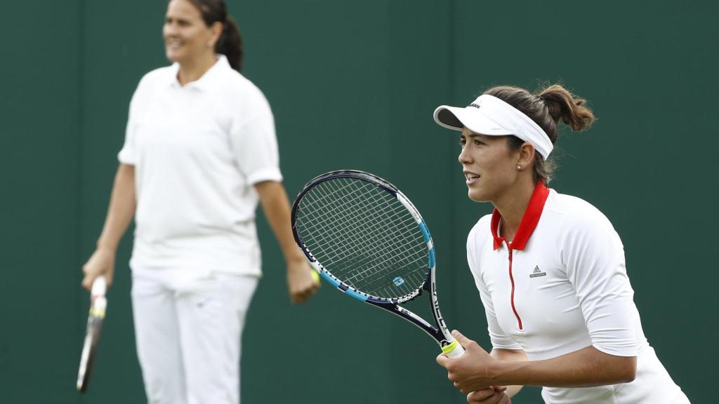 Muguruza, entrenando en Wimbledon.