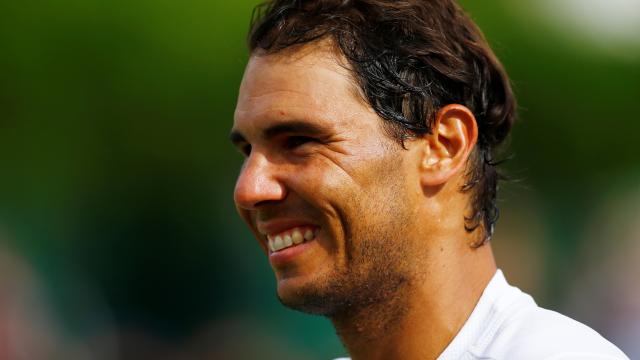 Rafa Nadal en un partido de exhibición en Hurlingham.