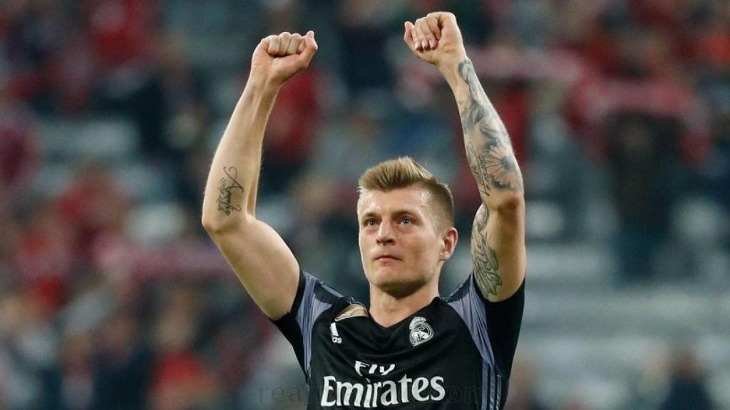 Kroos celebrando el triunfo ante el Bayern