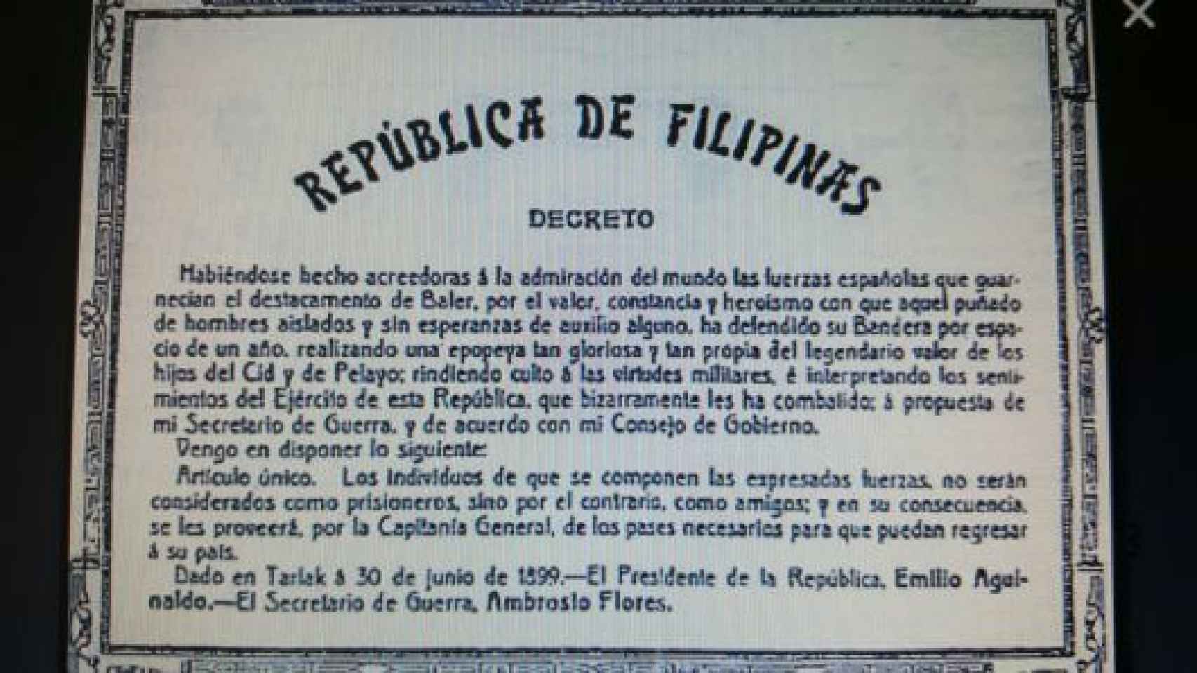 Decreto de la República de Filipinas.