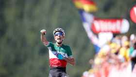 Fabio Aru al ganar la quinta etapa del Tour.