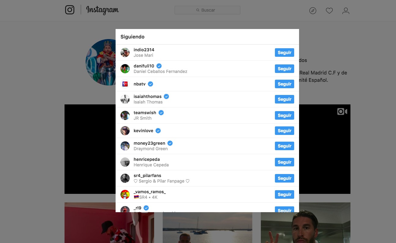 Sergio Ramos sigue a Ceballos en Instagram.