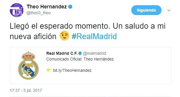 Primer mensaje de Theo Hernández a la afición del Real Madrid