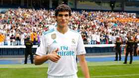 Vallejo, en su presentación como jugador del Real Madrid