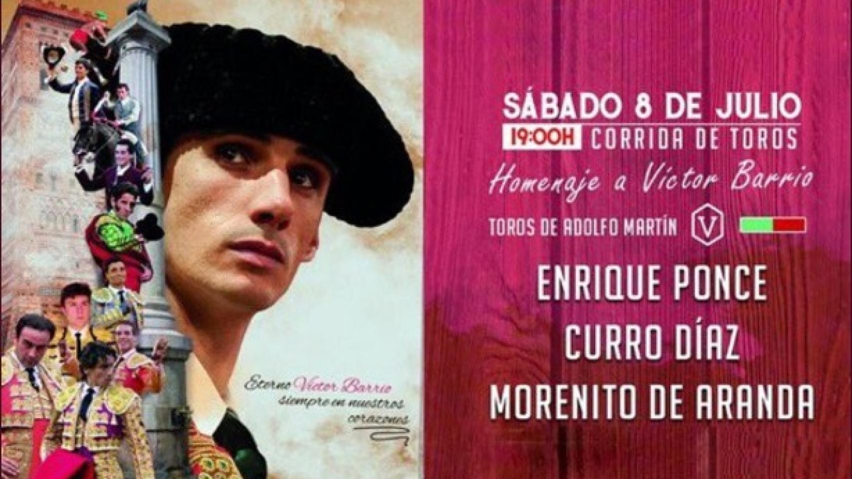 Cartel anunciador de la corrida de toros en homenaje a Víctor Barrio en Teruel.