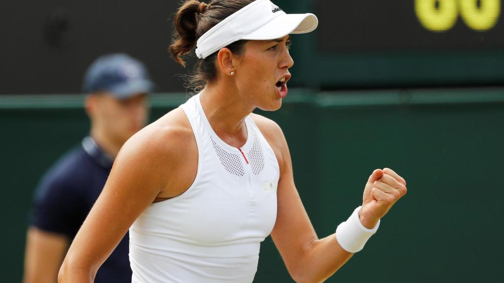 Muguruza, celebrando un punto ante Cirstea.